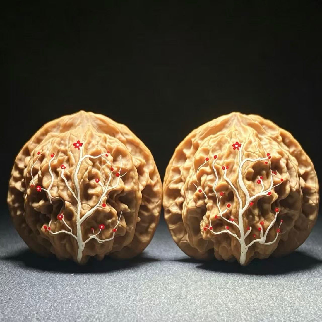 Apple Orchard Wenwan walnut pair with organic flowing patterns