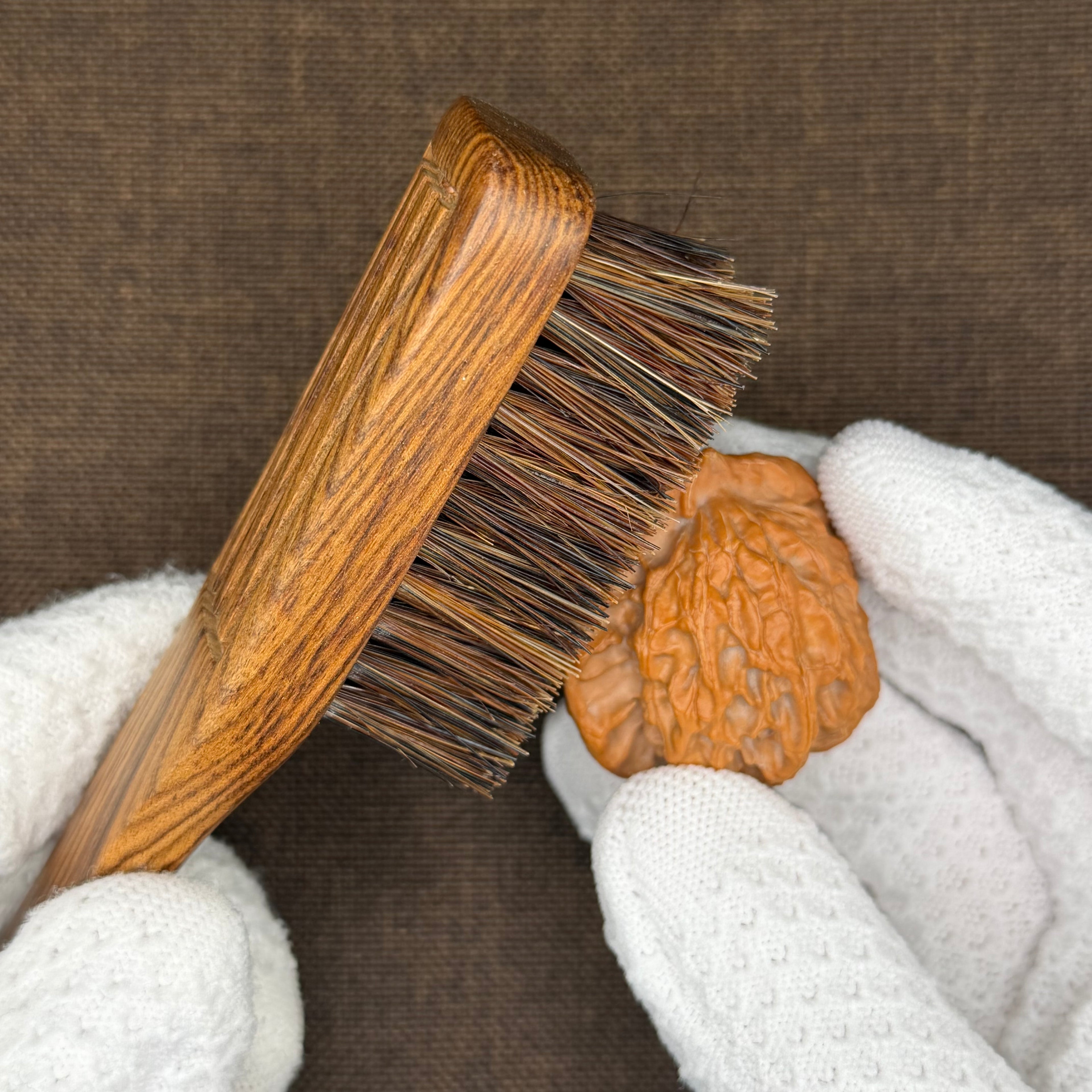Wooden-Handle Boar Bristle Walnut Brush