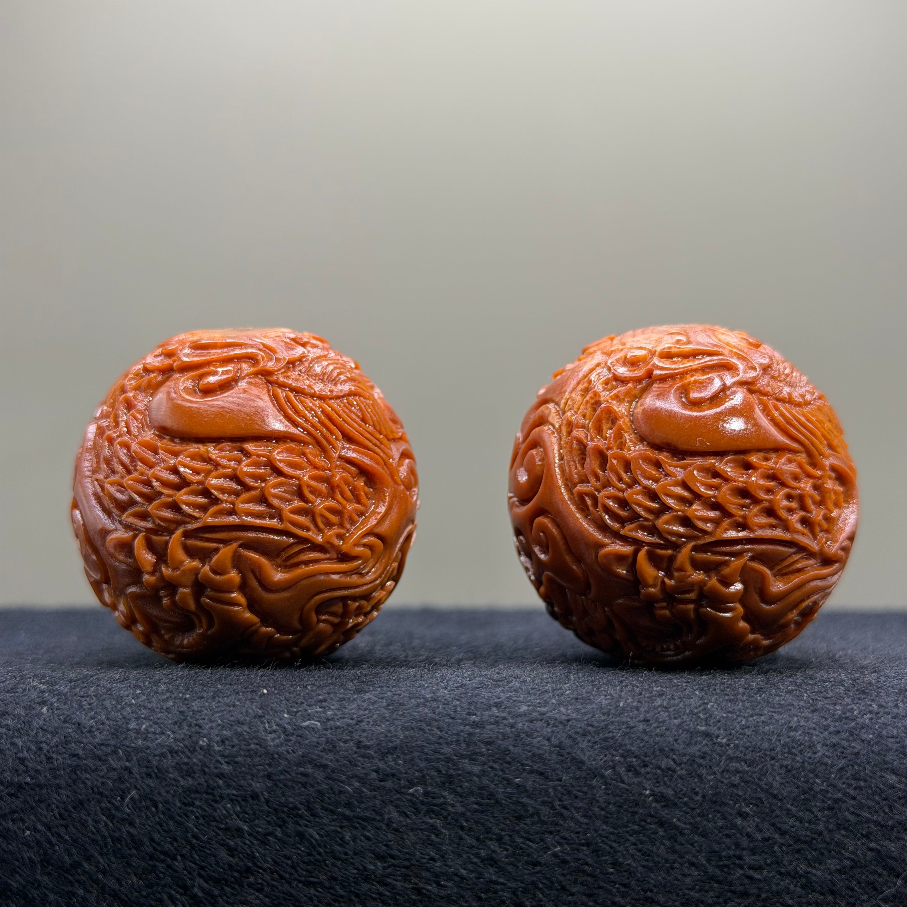 Dragon Brocade Ball Olive Pit Carving · 35mm · Select Ritual
