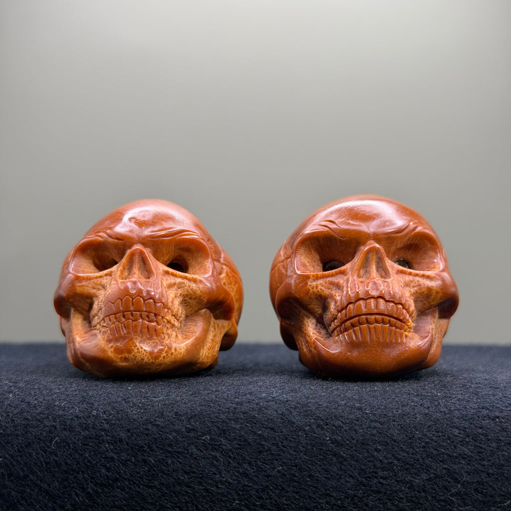 Punisher Skull Olive Pit Carving · 35mm · Premium Ritual