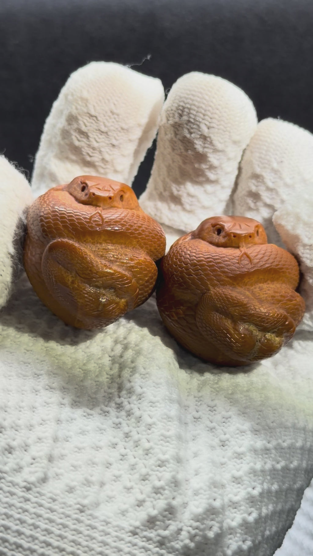 Python Snake Olive Pit Carving · 46mm · Select Ritual